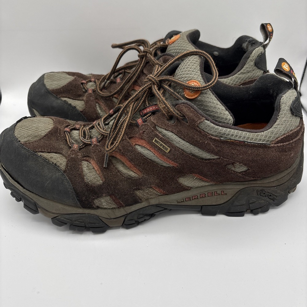 Merrell Men's Size 14 Shoes Brown Vibram Waterproof Outdoor Hiking Sneakers